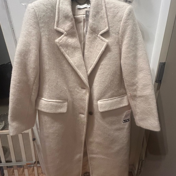 ASOS Jackets & Blazers - ASOS DESIGN premium brushed wool
blend dad coat in cream